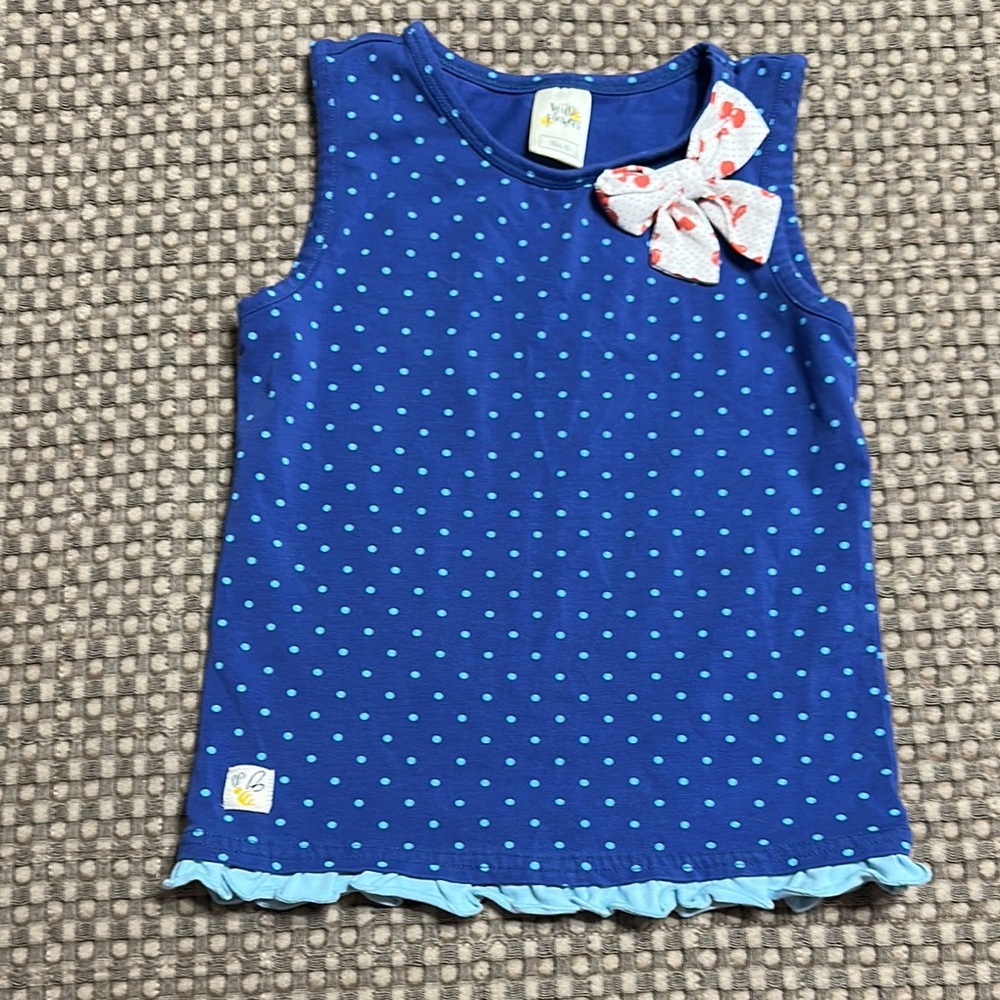Wildflowers Blue and White Polka Dot Sleeveless Top